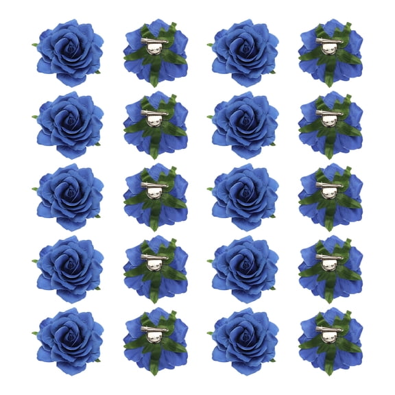 Uxcell 20 Pcs Rose Flower Hair Clips 4 Inch Flower Hair Pins Flower Brooch for Women Hair Accessories Blue