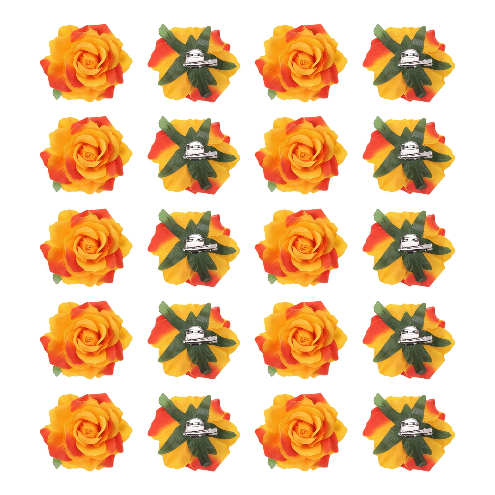Uxcell 20 Pcs Rose Flower Hair Clips 4 Inch Flower Hair Pins Flower Brooch for Women Hair Accessories Orange