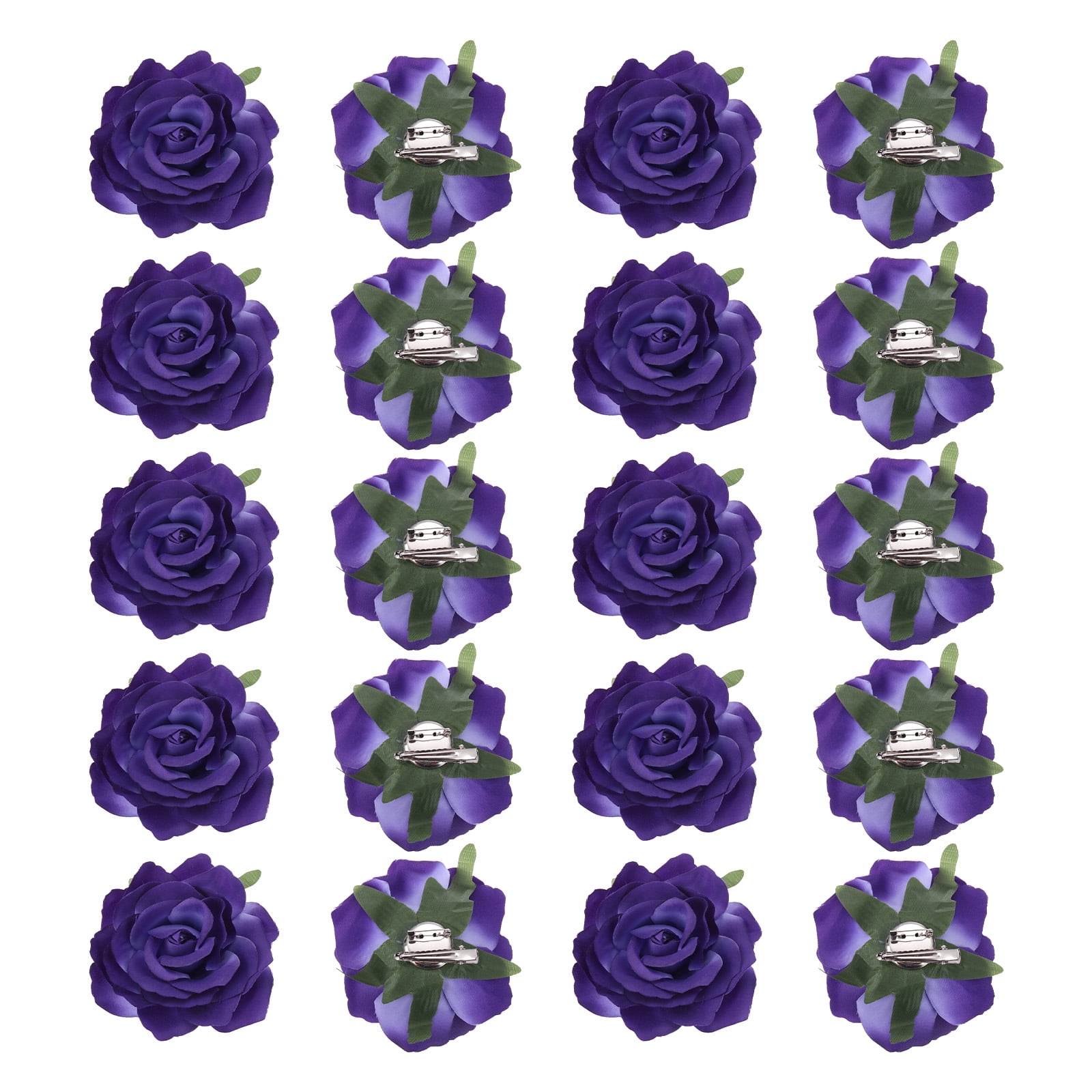 Uxcell 20 Pcs Rose Flower Hair Clips 4 Inch Flower Hair Pins Flower Brooch for Women Hair Accessories Purple