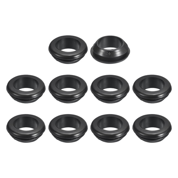 Uxcell 20 Pcs Rubber Grommets, 20mm ID 25mm Drill Hole Double Sided Hollow Firewall Hole Plugs, Black