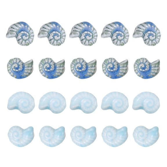 Uxcell 20 Pcs Sea Snail Shell Porcelain Beads, 8 mm Ocean Ceramic Handmade Spacer Loose Beads for Bracelet Necklace Earring Jewelry Making DIY Crafts, Blue Green/Light Blue