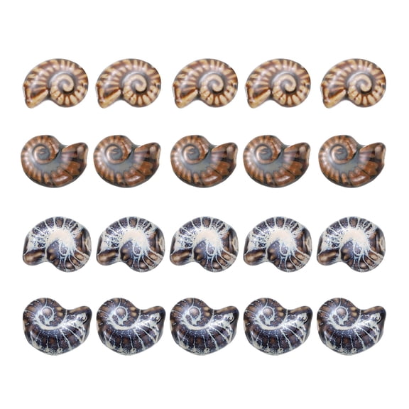 Uxcell 20 Pcs Sea Snail Shell Porcelain Beads, 8 mm Ocean Ceramic Handmade Spacer Loose Beads for Bracelet Necklace Earring Jewelry Making DIY Crafts, Coffee/Blue Brown