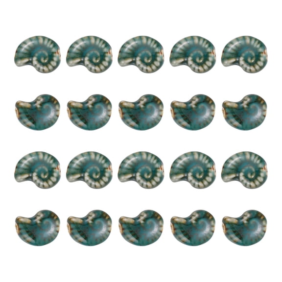 Uxcell 20 Pcs Sea Snail Shell Porcelain Beads, 8 mm Ocean Ceramic Handmade Spacer Loose Beads for Bracelet Necklace Earring Jewelry Making DIY Crafts, Dark Green