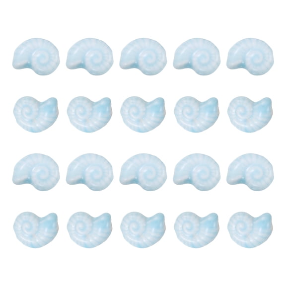 Uxcell 20 Pcs Sea Snail Shell Porcelain Beads, 8 mm Ocean Ceramic Handmade Spacer Loose Beads for Bracelet Necklace Earring Jewelry Making DIY Crafts, Light Blue