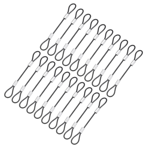 Uxcell 20 Pcs Security Cable Lock - Double Loop Cable (0.33 ft x 0.08 Inch) Vinyl Coated 304 Stainless Steel Safety Flexible Wire Rope Luggage Bike Anti-Theft Security Chain Lock, Black