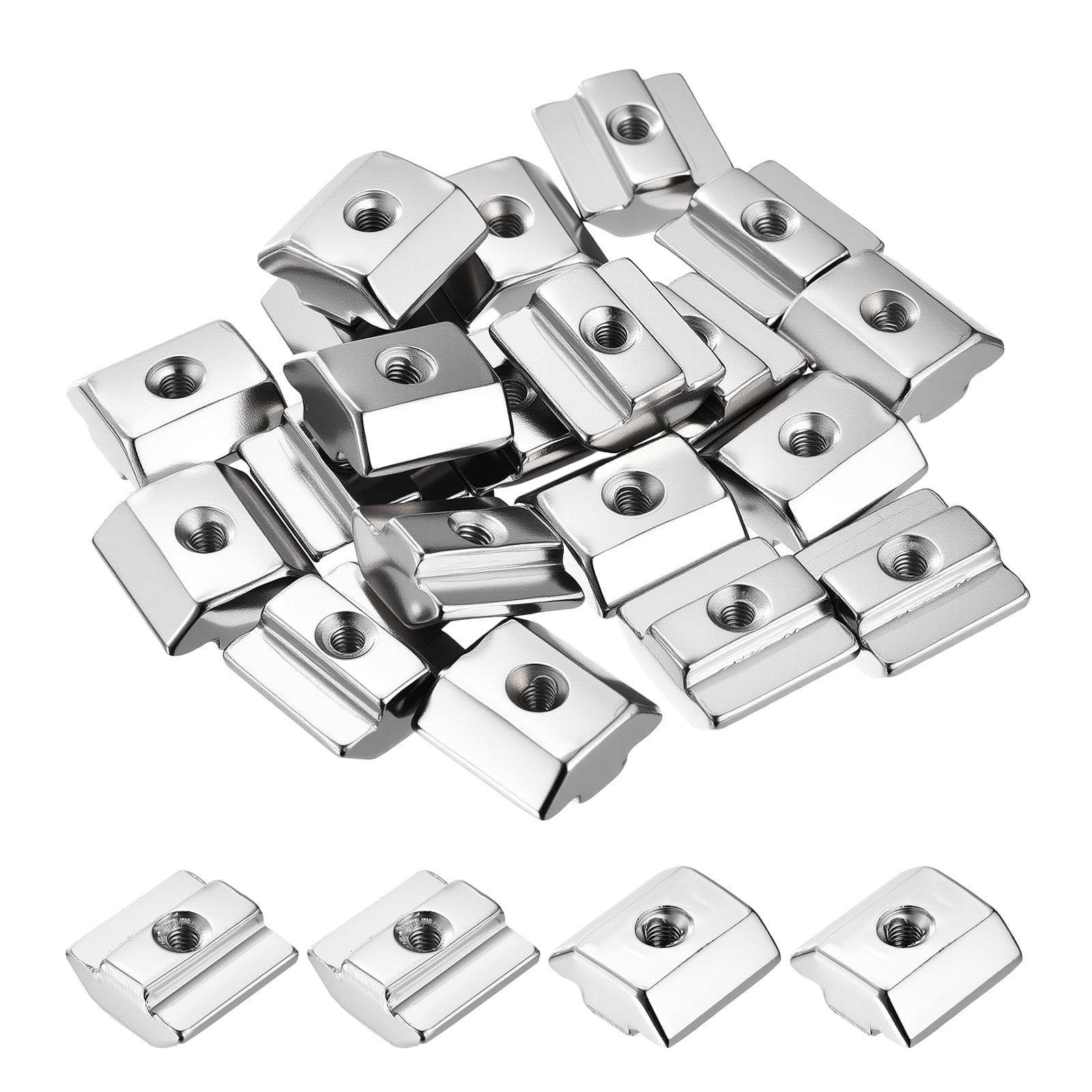 Uxcell 20 Pcs Sliding t Nuts - [M4-0.7] 4040 Series Hammer Nuts Nickel Plated Carbon Steel for Aluminum Extrusion Profile Hardware Accessories, Silver