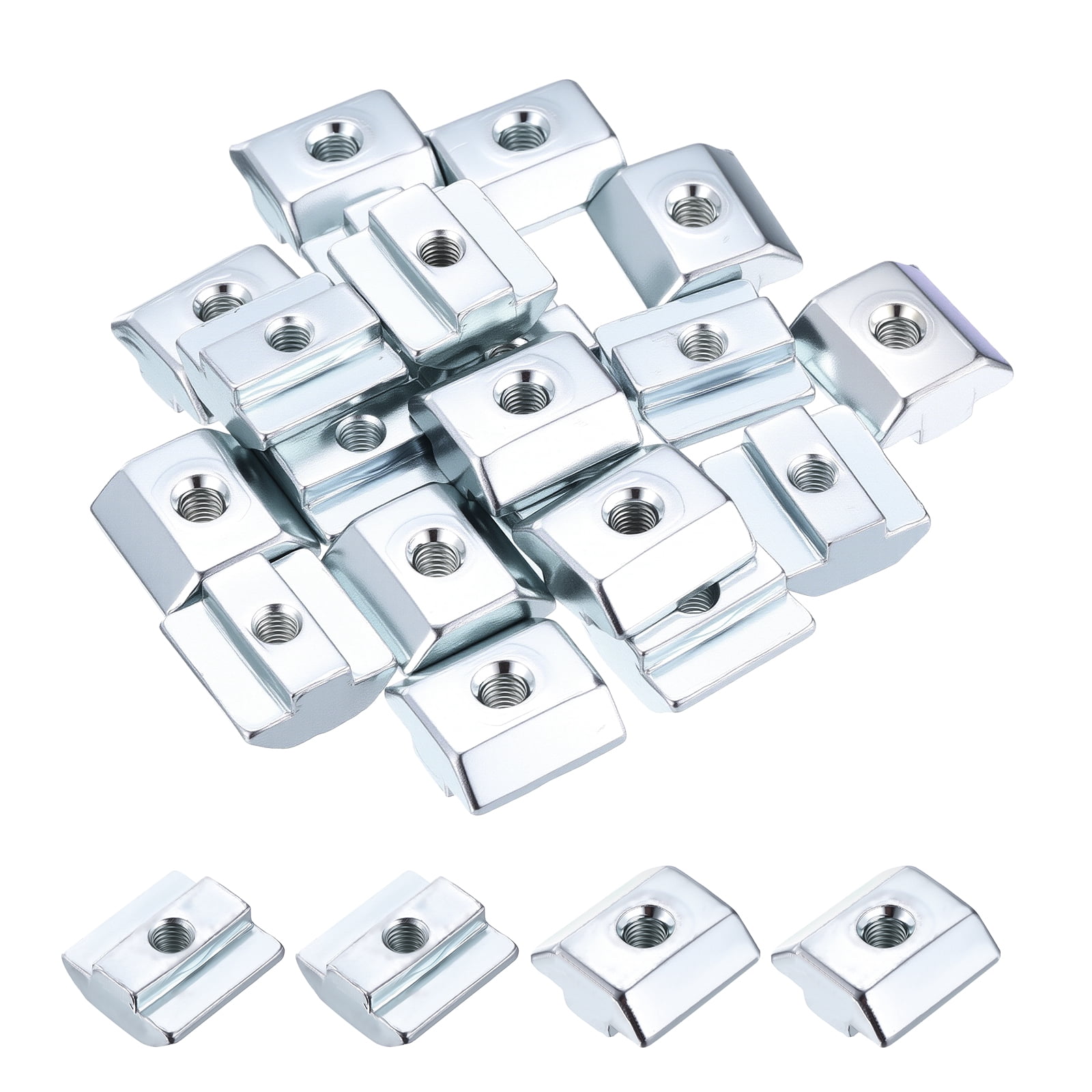 Uxcell 20 Pcs Sliding t Nuts - [M5-0.8] 4040 Series Hammer Nuts Nickel Plated Carbon Steel for Aluminum Extrusion Profile Hardware Accessories, Blue White
