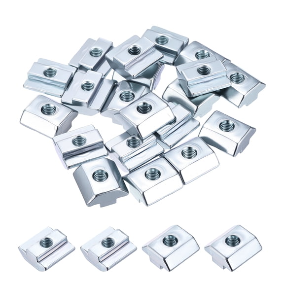Uxcell 20 Pcs Sliding t Nuts - [M6-1] 4040 Series Hammer Nuts Nickel Plated Carbon Steel for Aluminum Extrusion Profile Hardware Accessories, Blue White