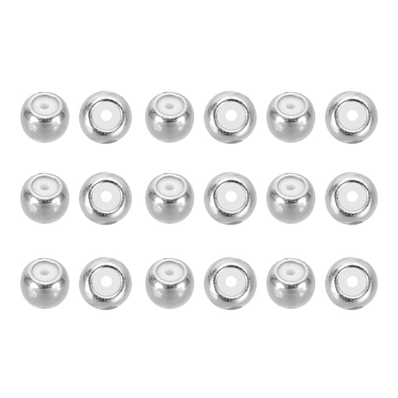Uxcell 20 Pcs Stopper Positioning Spacer Beads, 6mm Adjustable Slider Clasps Round Beads Metal Loose Beads for Bracelets Necklace Jewelry Making DIY Craft, White Gold Tone