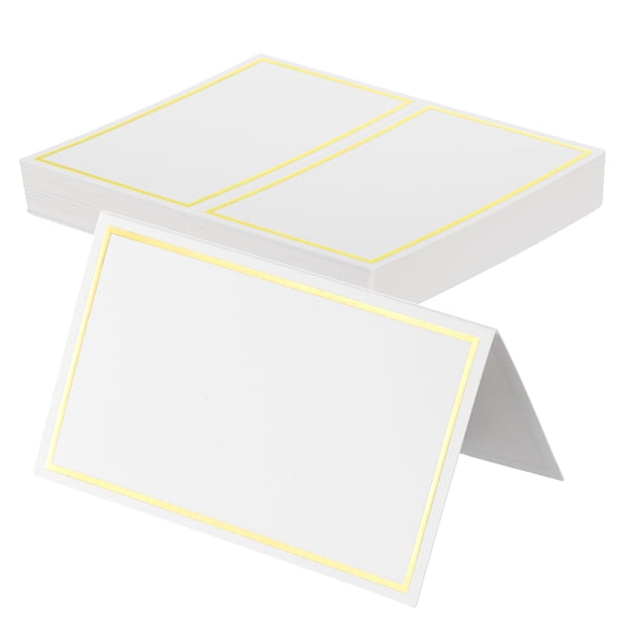 Uxcell 20 Pcs Table Seat Name Tent Place Cards with 4.08" x 3.36" Blank for Wedding, Table Setting, Dinner Parties, Festivals, Duplex White Gold Line Frame