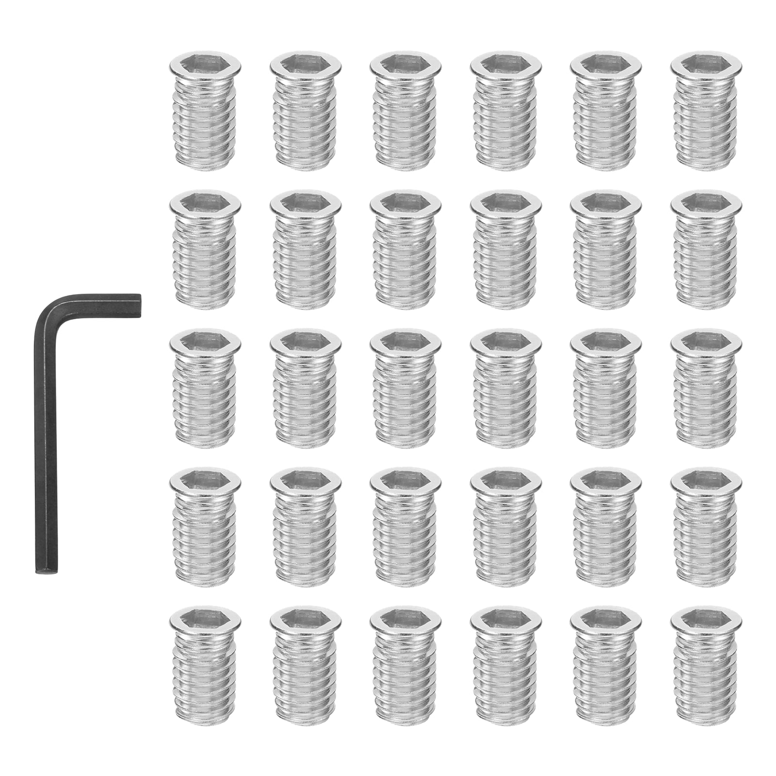 Threaded Socket Drive Uxcell 20 Pcs Threaded Inserts Nuts, M6x15mm Hex Socket Drive Threaded ...