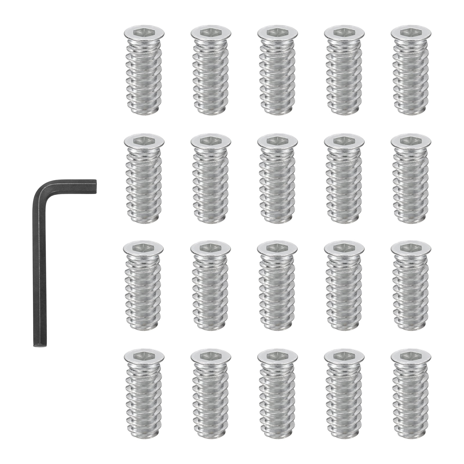 Uxcell 20Pcs Threaded Inserts Nuts M6x25mm Hex Socket Threaded Inserts ...