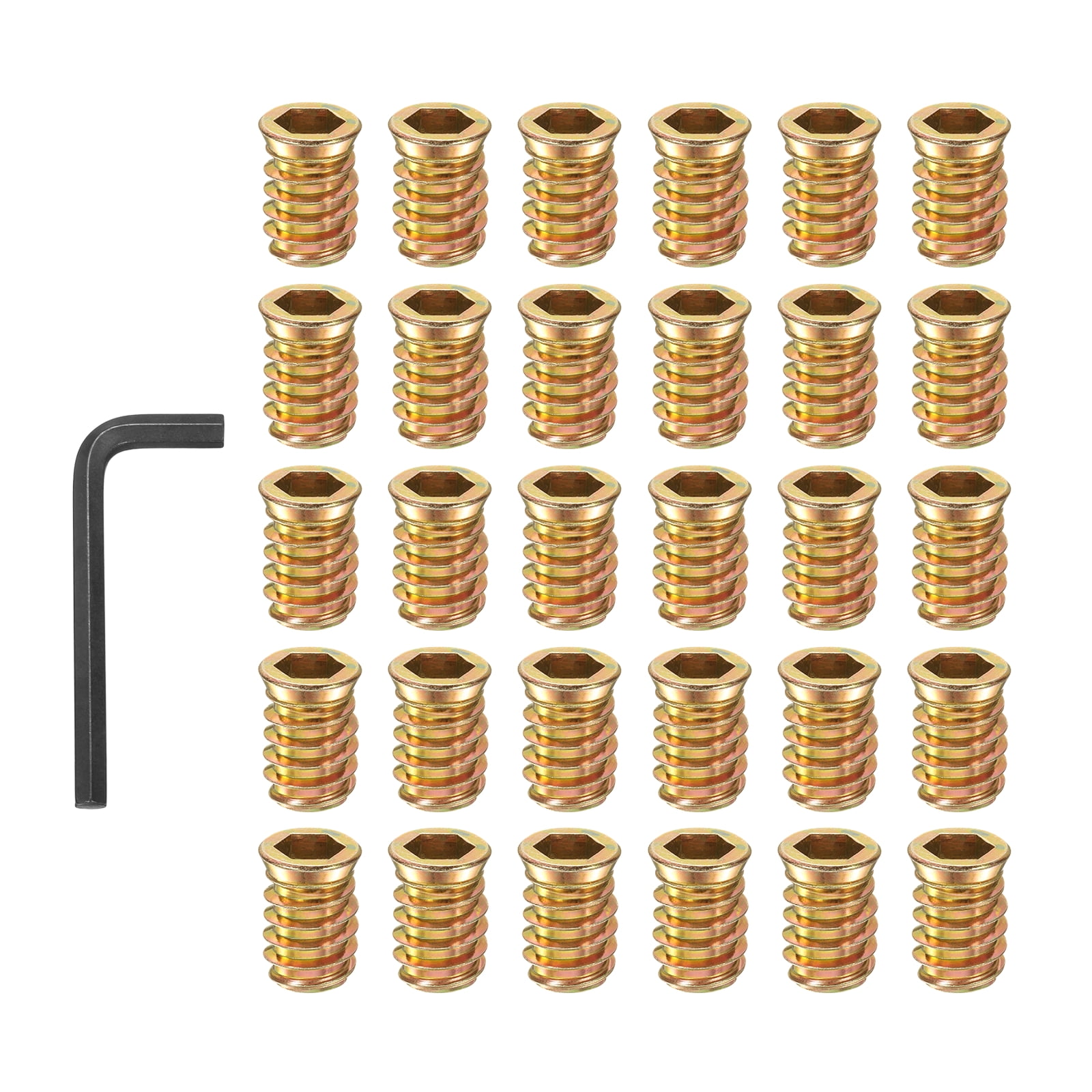 Threaded Socket Drive Uxcell 20 Pcs Threaded Inserts Nuts, M6x15mm Hex Socket Drive Threaded ...