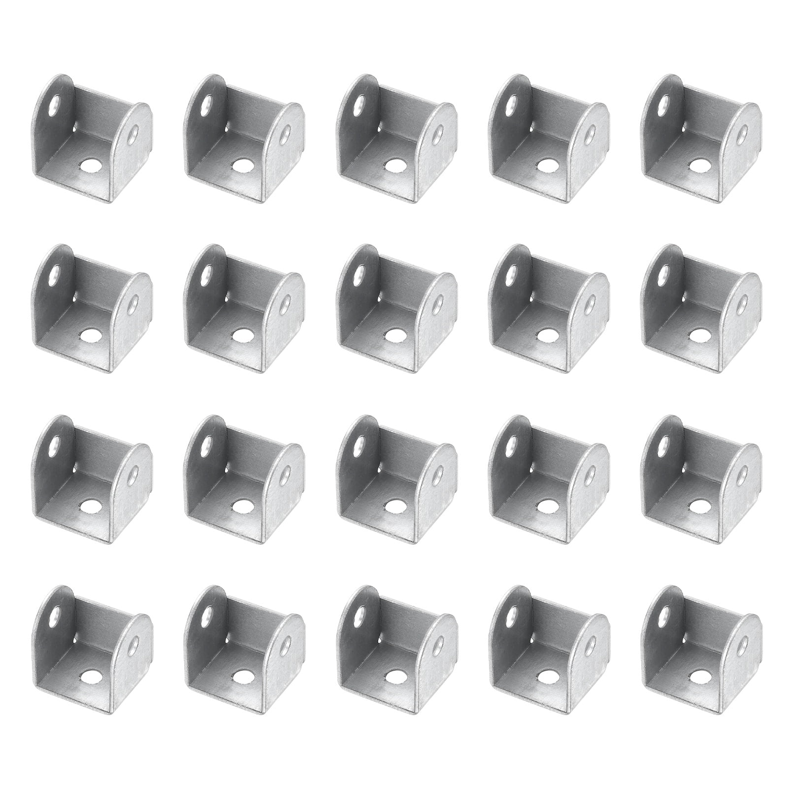 Uxcell 20 Pcs U Bracket for 0.83" Panels, 22 x 24 x 24mm Metal U Shaped Fasteners Brackets for Guardrail or Partitions Connection, Silver