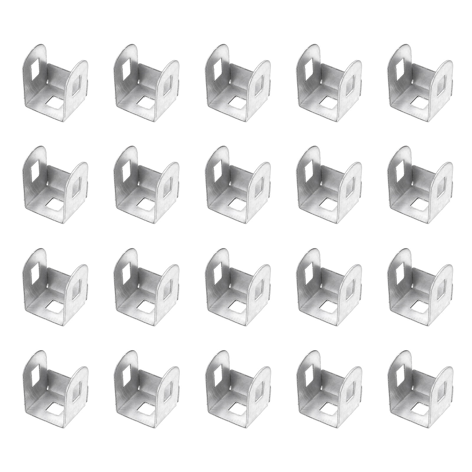 Uxcell 20 Pcs U Bracket for 1.04" Panels, 26 x 30 x 37mm Metal U Shaped Fasteners Brackets for Guardrail or Partitions Connection, Silver
