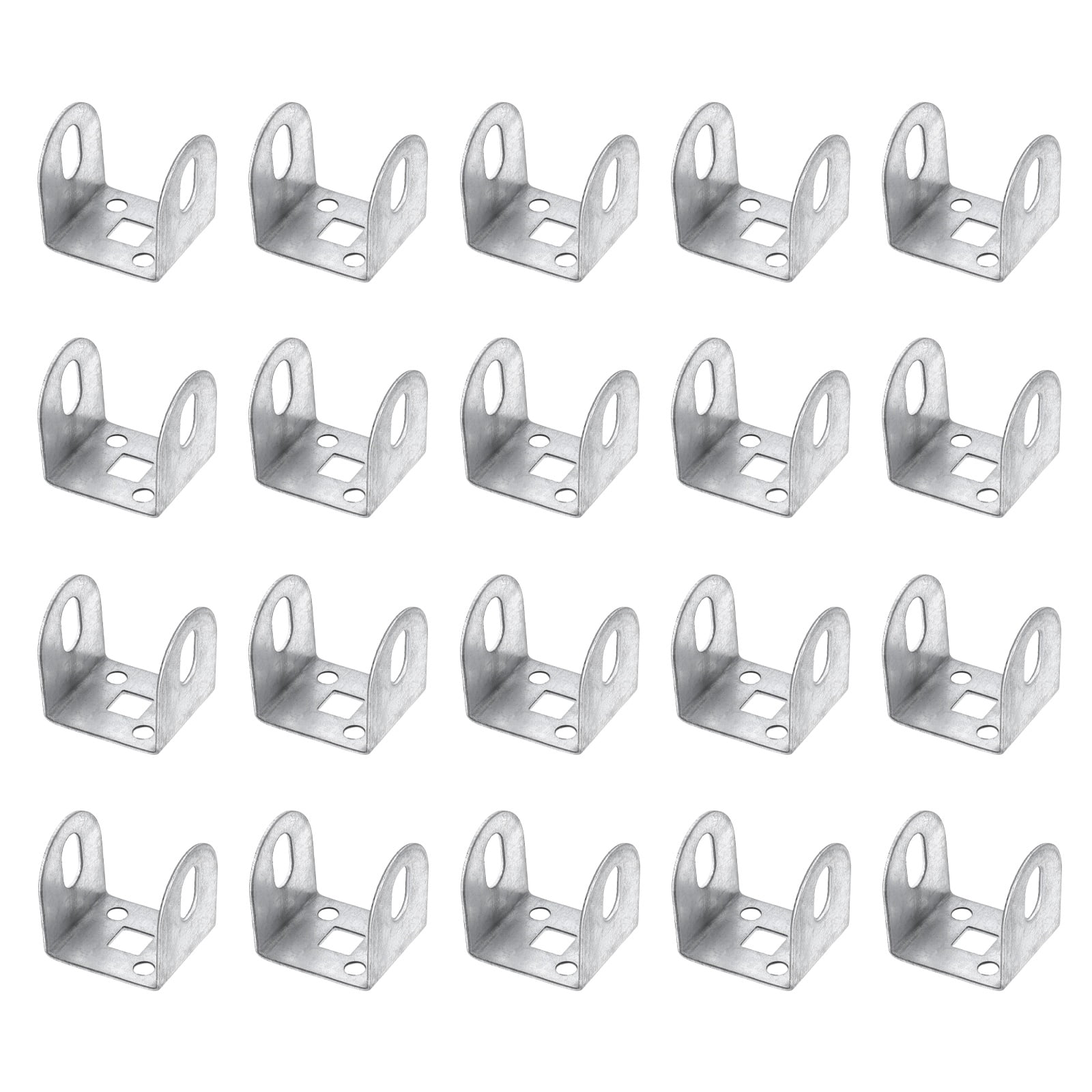 Uxcell 20 Pcs U Bracket for 1.22" Panels, 31 x 33.5 x 34mm Metal U Shaped Fasteners Brackets for Guardrail or Partitions Connection, Silver