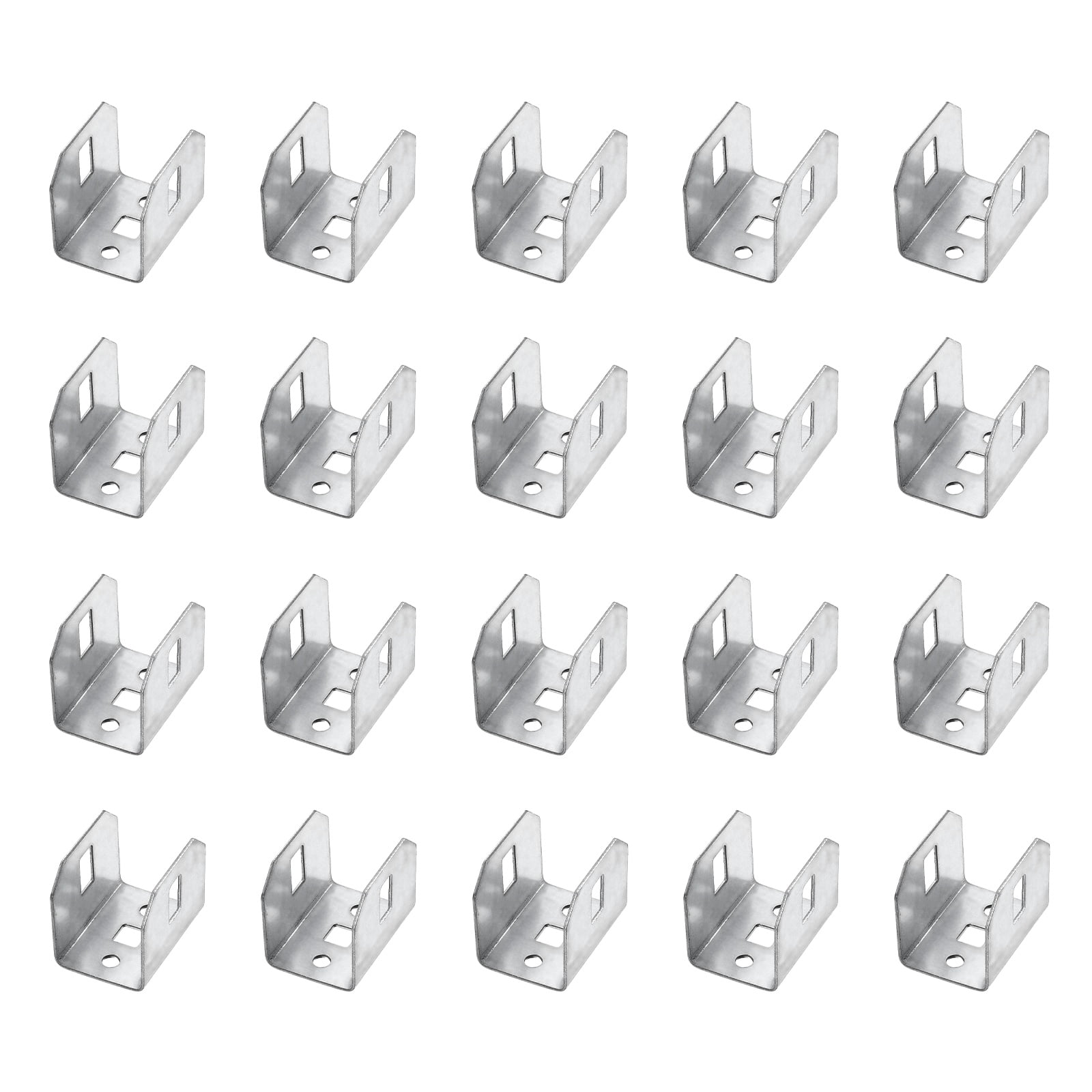Uxcell 20 Pcs U Bracket for 1.24" Panels, 49 x 34 x 39mm Metal U Shaped Fasteners Brackets for Guardrail or Partitions Connection, Silver