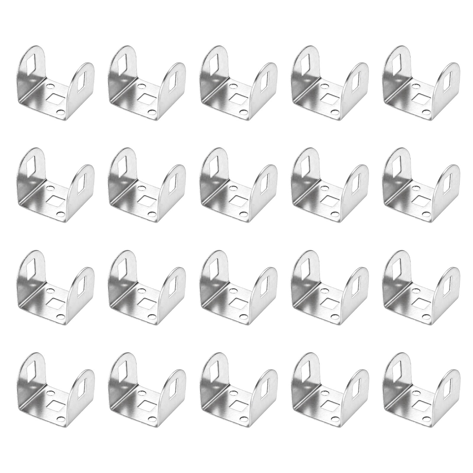Uxcell 20 Pcs U Bracket for 1.3" Panels, 33 x 37 x 33mm Metal U Shaped Fasteners Brackets for Guardrail or Partitions Connection, Silver