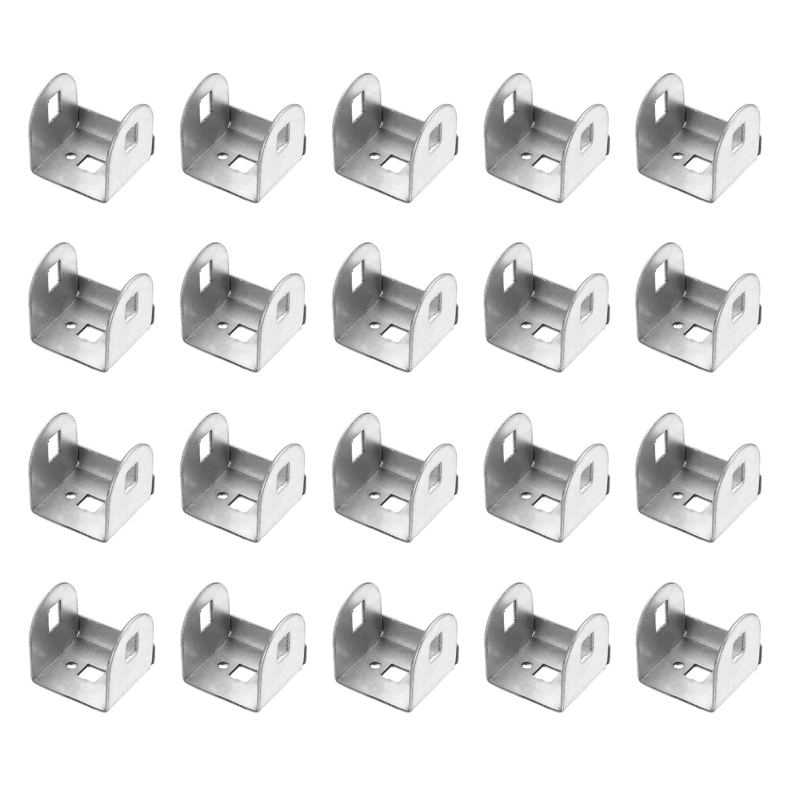 Uxcell 20 Pcs U Bracket for 1.42" Panels, 37 x 40 x 41mm Metal U Shaped Fasteners Brackets for Guardrail or Partitions Connection, Silver