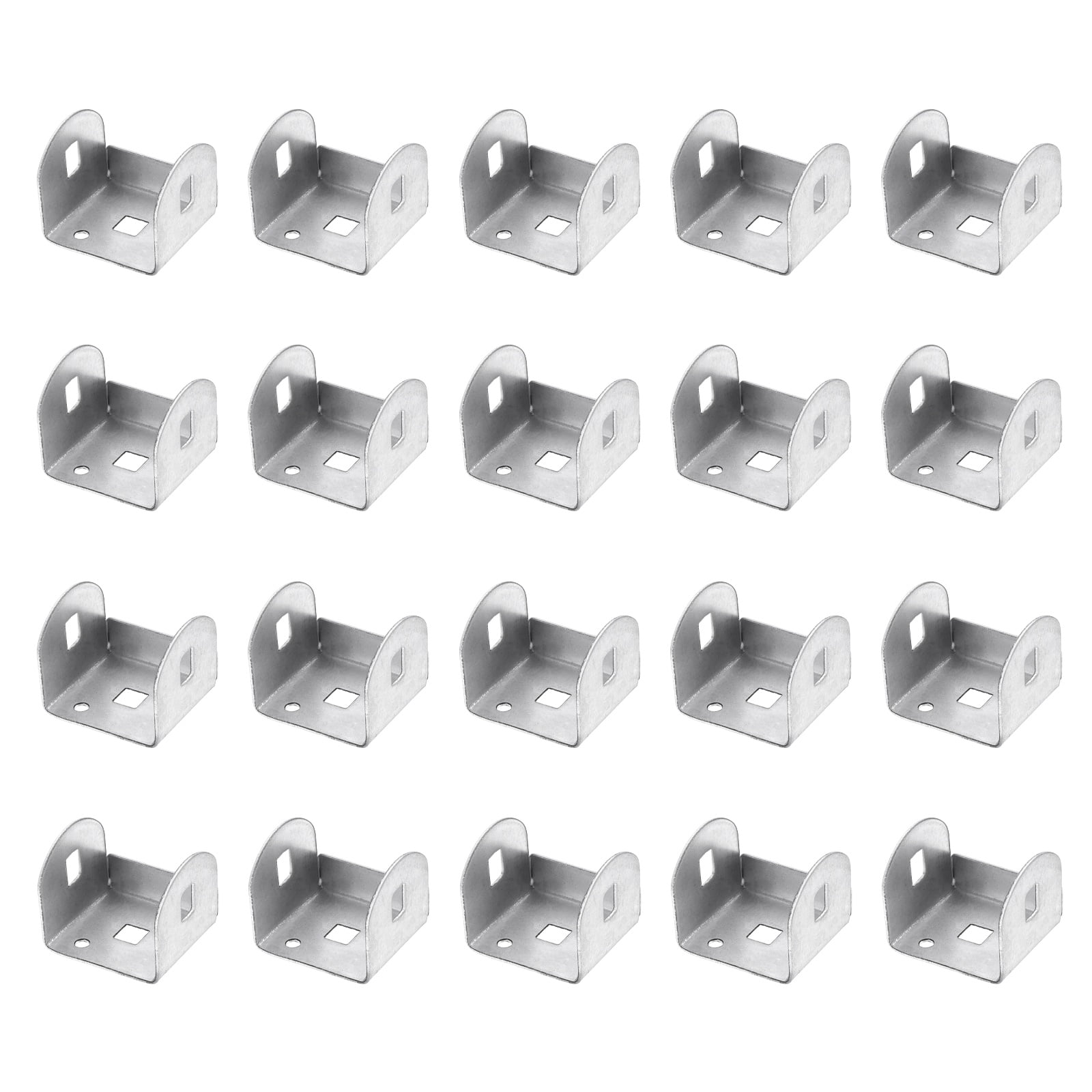 Uxcell 20 Pcs U Bracket for 1.65" Panels, 42 x 45 x 36mm Metal U Shaped Fasteners Brackets for Guardrail or Partitions Connection, Silver