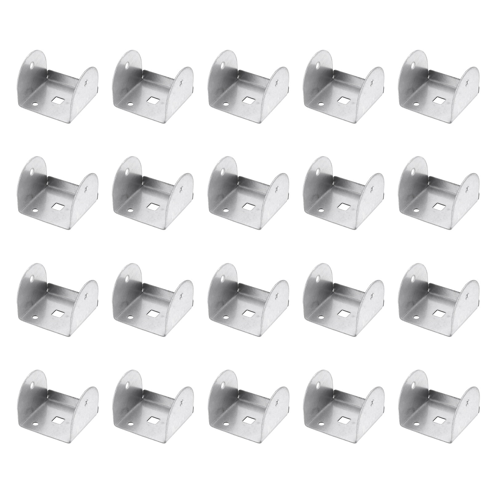 Uxcell 20 Pcs U Bracket for 2.01" Panels, 52 x 55 x 42mm Metal U Shaped Fasteners Brackets for Guardrail or Partitions Connection, Silver