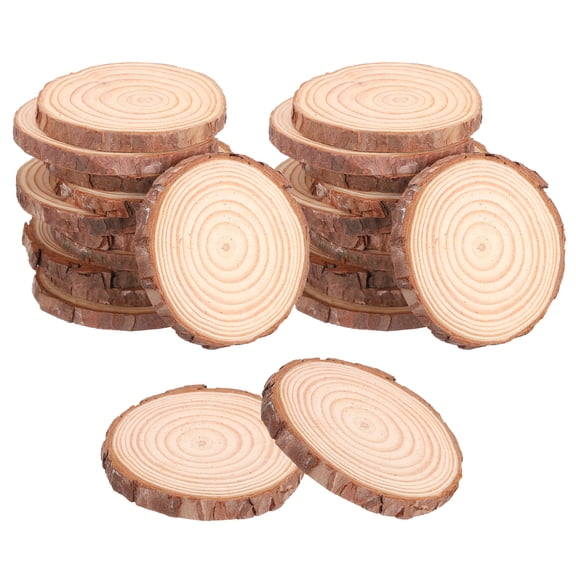 Uxcell 20 Pcs Unfinished Wood Slices, 2.7-3.1 Inch Natural Wooden Circles with Bark Circles Wood Rounds for Crafts for DIY Crafts Coasters Home Decor Rustic Wedding Decoration