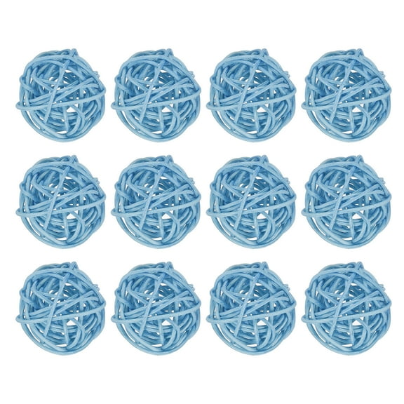 Uxcell 20 Pcs Wicker Rattan Balls Decorative Balls 1.18" for Vase Fillers Wedding Party Light Blue