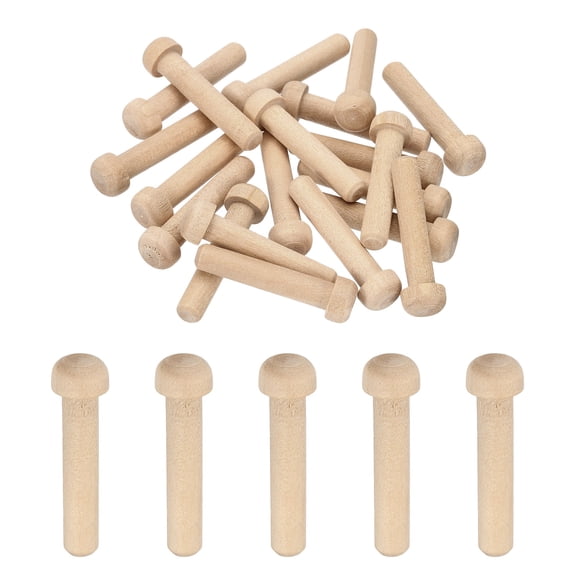 Uxcell 20 Pcs Wooden Axle Pegs, 15/64" Dia. 1.38" Long Unfinished Wood Pegs Wooden Wheels for DIY Model Cars Trucks Wood Train Rustic Wood Dowels Furniture