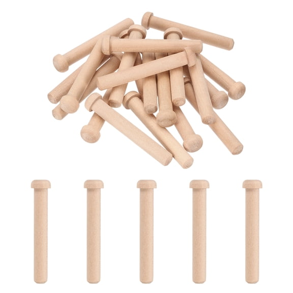 Uxcell 20 Pcs Wooden Axle Pegs, 23/64" Dia. 2.56" Long Unfinished Wood Pegs Wooden Wheels for DIY Model Cars Trucks Wood Train Rustic Wood Dowels Furniture