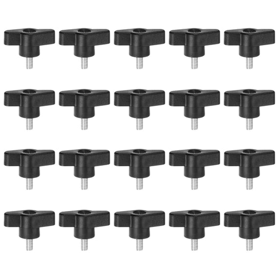 Uxcell 20 Pieces Wing Knobs M5 x 10mm Tee Stud Knob Thumb Screw Hand Clamping Handle Black