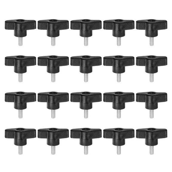 Uxcell 20 Pieces Wing Knobs M5 x 14mm Tee Stud Knob Thumb Screw Hand Clamping Handle Black