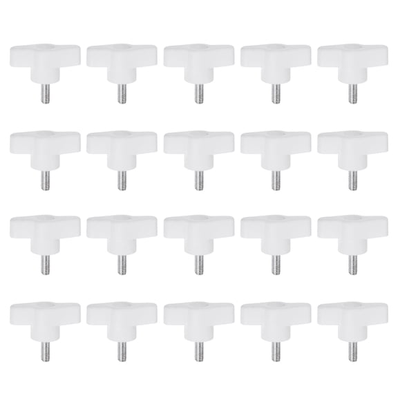 Uxcell 20 Pieces Wing Knobs M5 x 14mm Tee Stud Knob Thumb Screw Hand Clamping Handle White