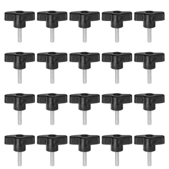 Uxcell 20 Pieces Wing Knobs M5 x 20mm Tee Stud Knob Thumb Screw Hand Clamping Handle Black