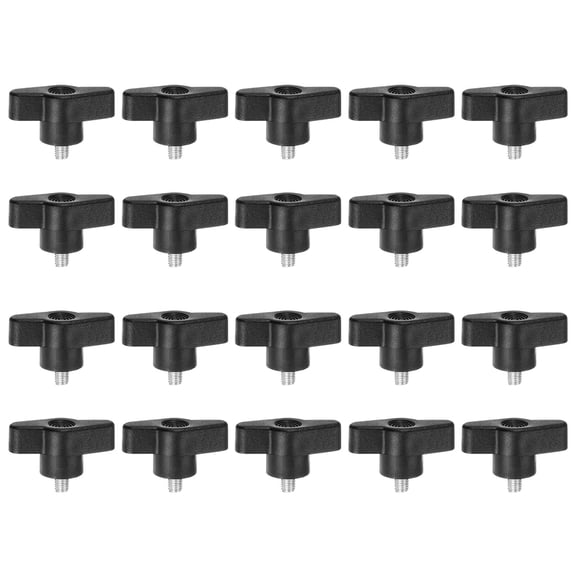 Uxcell 20 Pieces Wing Knobs M5 x 6mm Tee Stud Knob Thumb Screw Hand Clamping Handle Black
