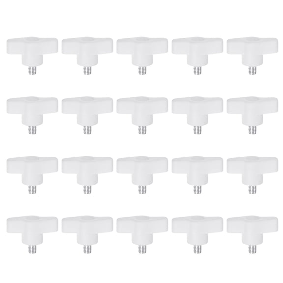 Uxcell 20 Pieces Wing Knobs M6 x 10mm Tee Stud Knob Thumb Screw Hand Clamping Handle White