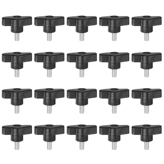 Uxcell 20 Pieces Wing Knobs M6 x 14mm Tee Stud Knob Thumb Screw Hand Clamping Handle Black