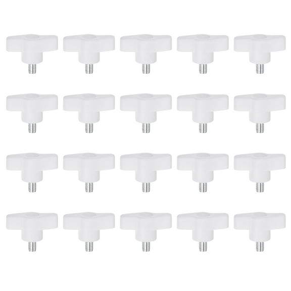 Uxcell 20 Pieces Wing Knobs M6 x 14mm Tee Stud Knob Thumb Screw Hand Clamping Handle White