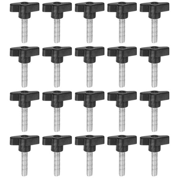 Uxcell 20 Pieces Wing Knobs M8 x 30mm Tee Stud Knob Thumb Screw Hand Clamping Handle Black