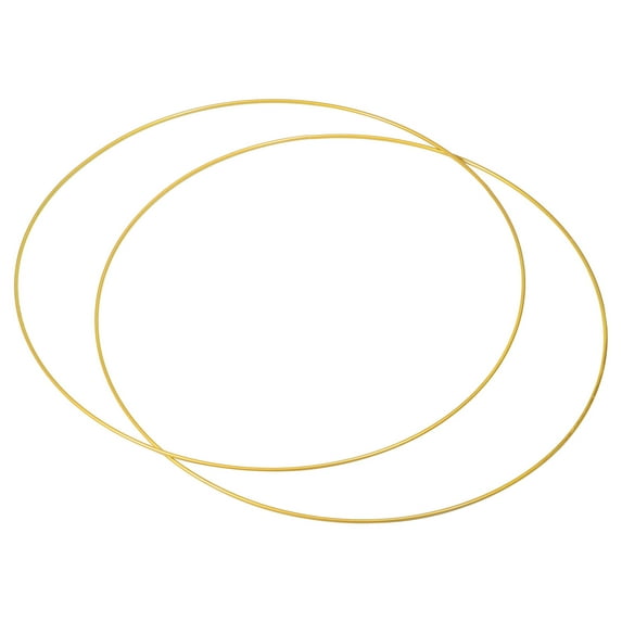 Uxcell 20" Round Metal Floral Hoop Frame Macrame Ring Wreath for Wedding Geometric Decor Party Gold Tone 2 Pack