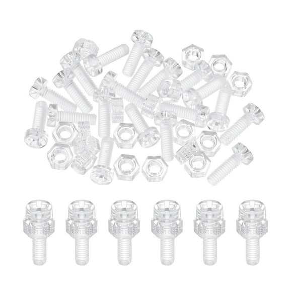 Uxcell 20 Set M4x12mm Clear Acrylic Phillips Round Head Screws with Hex Nuts Kit