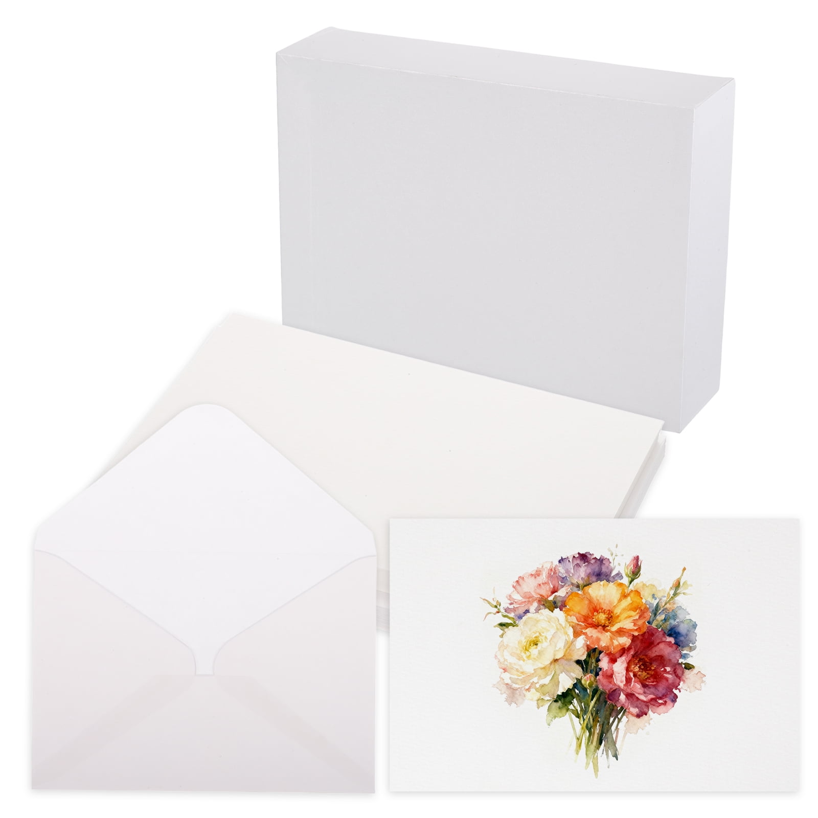 Uxcell 20 Set Watercolor Paper with Envelopes 6 x 4 Inch 140lb/300gsm Artist Painting Drawing Paper Cold Press Water Color Sheet with White Box for Sketchbook Journal (Straight Corner)