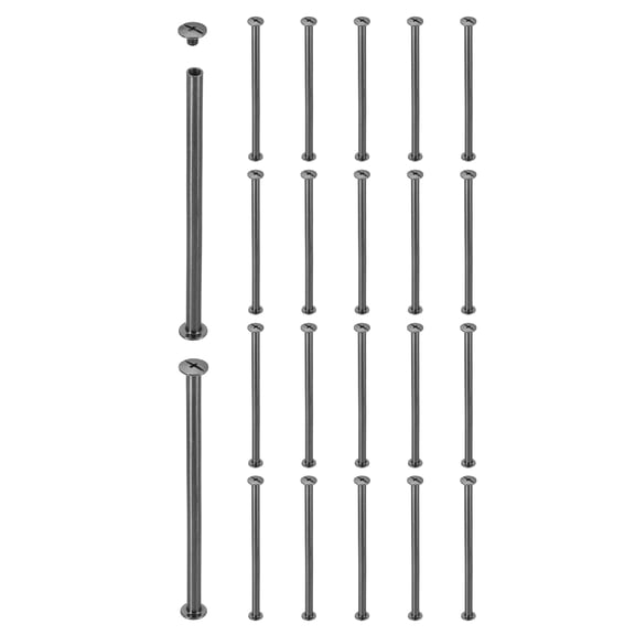 Uxcell 20 Sets Chicago Screw Rivets M5x100mm Metal Phillips Head Post Nail Rivet Stud Screws Connectors for DIY Leather Belt Bag Craft Bookbinding, Black