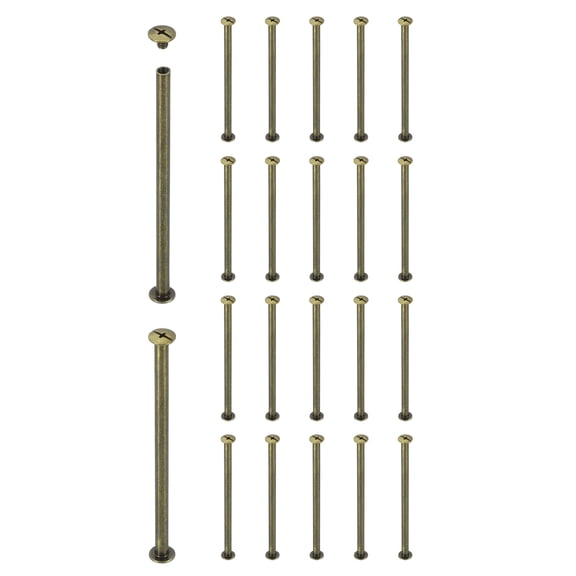 Uxcell 20 Sets Chicago Screw Rivets M5x100mm Metal Phillips Head Post Nail Rivet Stud Screws Connectors for DIY Leather Belt Bag Craft Bookbinding, Bronze