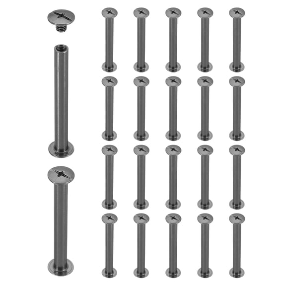 Uxcell 20 Sets Chicago Screw Rivets M5x45mm Metal Phillips Head Post Nail Rivet Stud Screws Connectors for DIY Leather Belt Bag Craft Bookbinding, Black