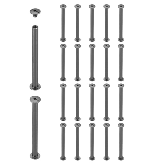 Uxcell 20 Sets Chicago Screw Rivets M5x90mm Metal Phillips Head Post Nail Rivet Stud Screws Connectors for DIY Leather Belt Bag Craft Bookbinding, Black