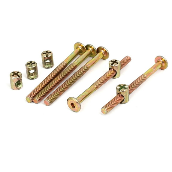 Uxcell 20 Sets Furniture Connecting Bolt, M6x75mm 2.01" Long Thread Hex Socket Head with Barrel Nuts
