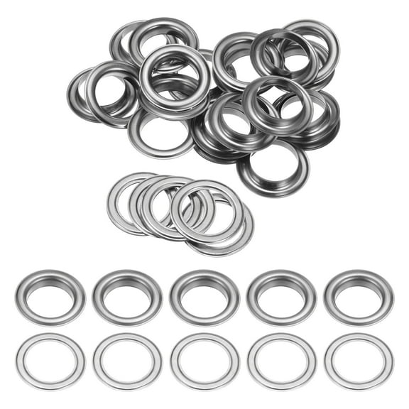 Uxcell 20 Sets Grommets Eyelets with Washers 1" Iron Grommet Tool Kit, Silver Tone
