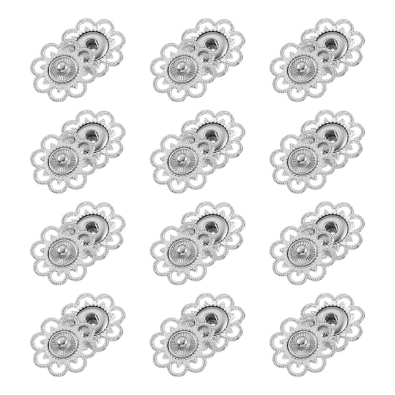 Uxcell 20 Sets Hollow Flower Snap Buttons, Press Buttons Metal Snap Fasteners 21mm, Silver