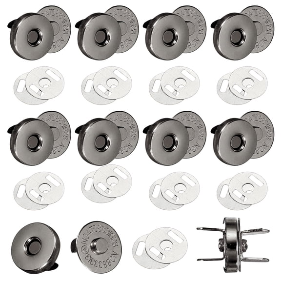 Uxcell 20 Sets Magnetic Snap Buttons, 14 mm Round Snaps Closures with Washer, Clasp Buttons Fasteners for Sewing Leather Purse Clothes DIY Craft, Black