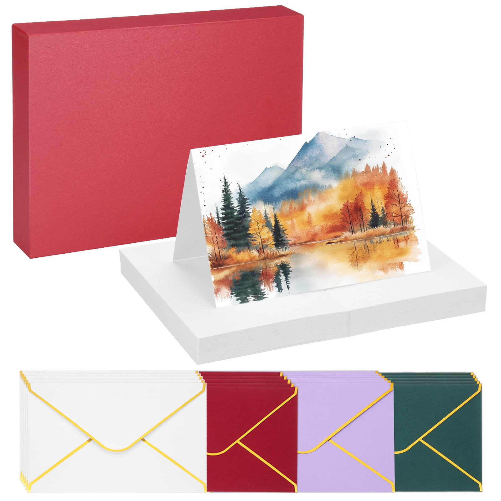 Uxcell 20 Sets Watercolor Cards with Multicolor Envelopes 4x6 Inch ...